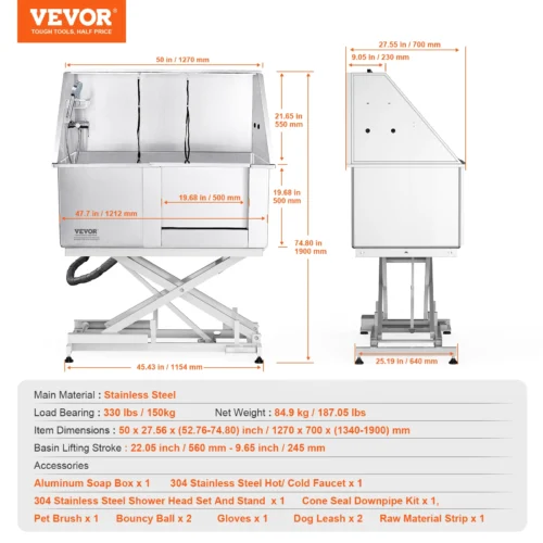 VEVOR 50" Pet Dog Grooming Tub